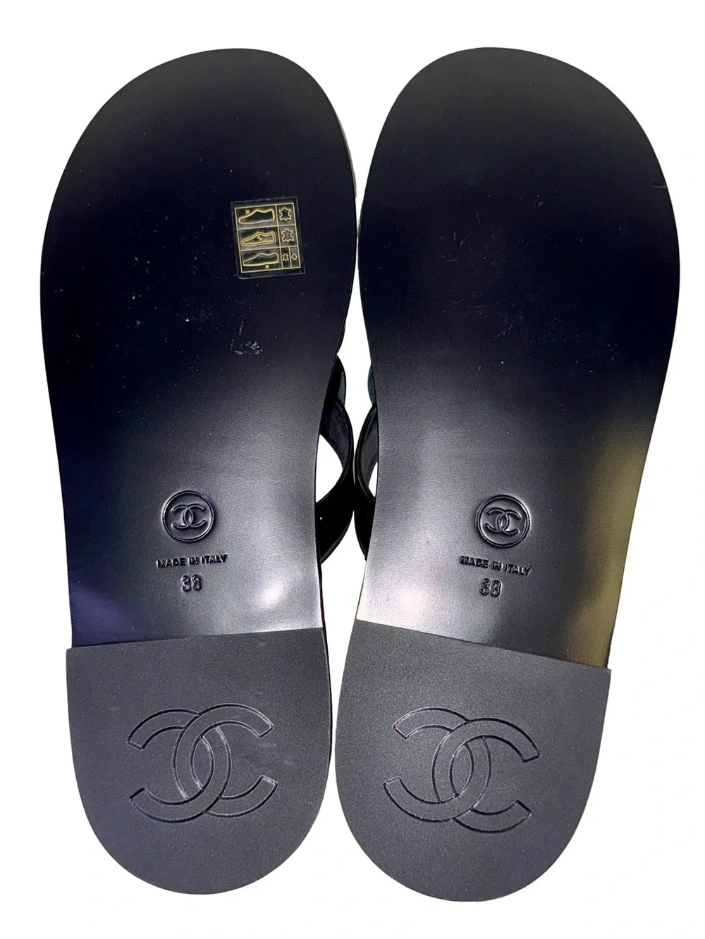 CHANEL BLACK CAMELLIA THONG JELLY SANDALS